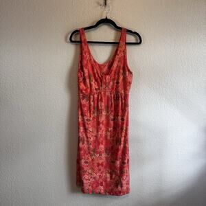Fresh Produce Dress Size Small Coral Pink Drape Floral Jersey Tank Summer Casual